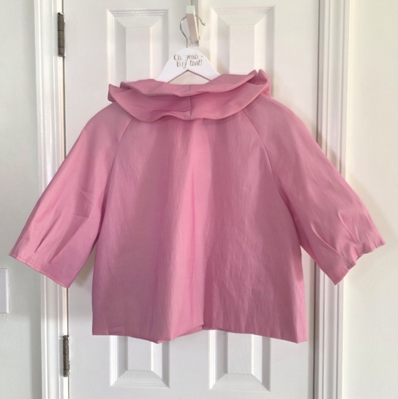 Pink Ruffle Collar Kids Jacket - Classic Button-Front - Picture 2 of 3